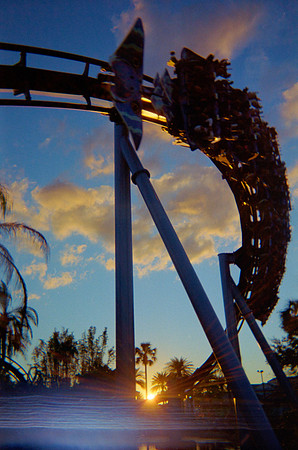 13 Manta con atardecer detrás - Sea World, Orlando, Florida - Rollo #1 - Fujifilm Superia Xtra 400 - Cámara Desechable por Fabriccio Díaz